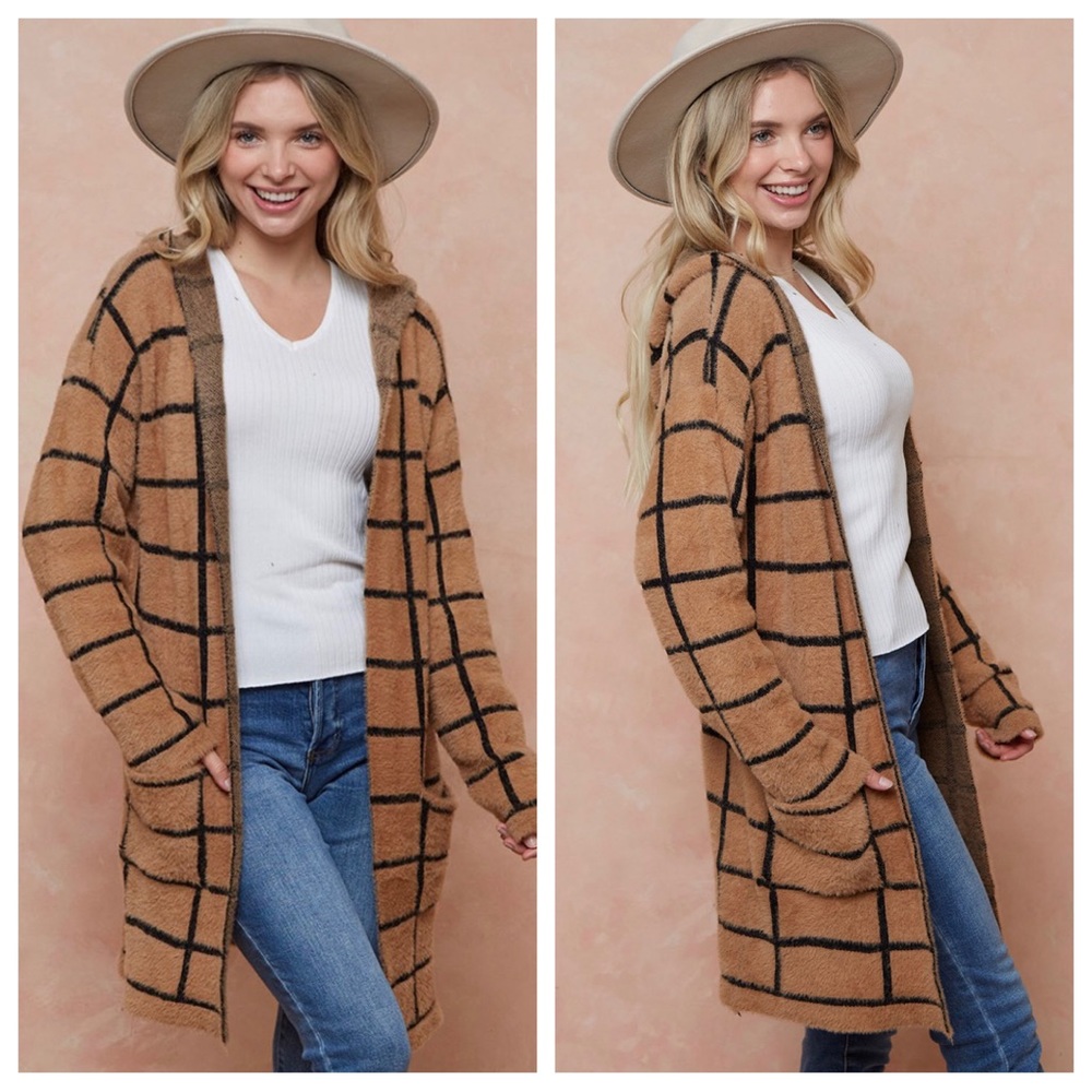 30 Cozy Boho Sweater Hooded Open Front Long Sleeve Cardigan